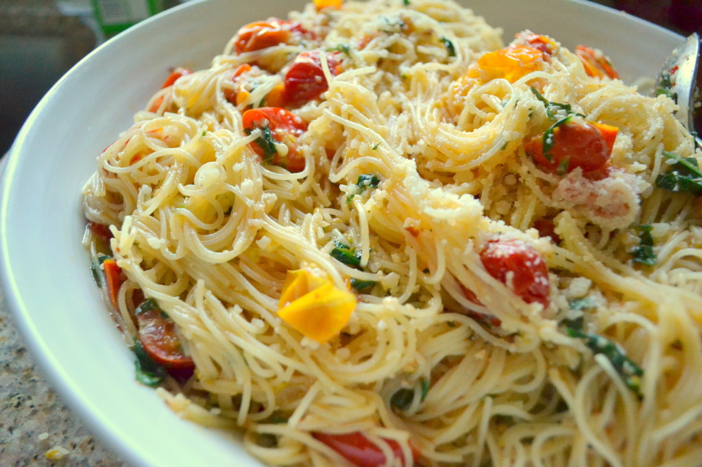 Capellini with Tomatoes + Basil | A Growing Home Capellini with ...